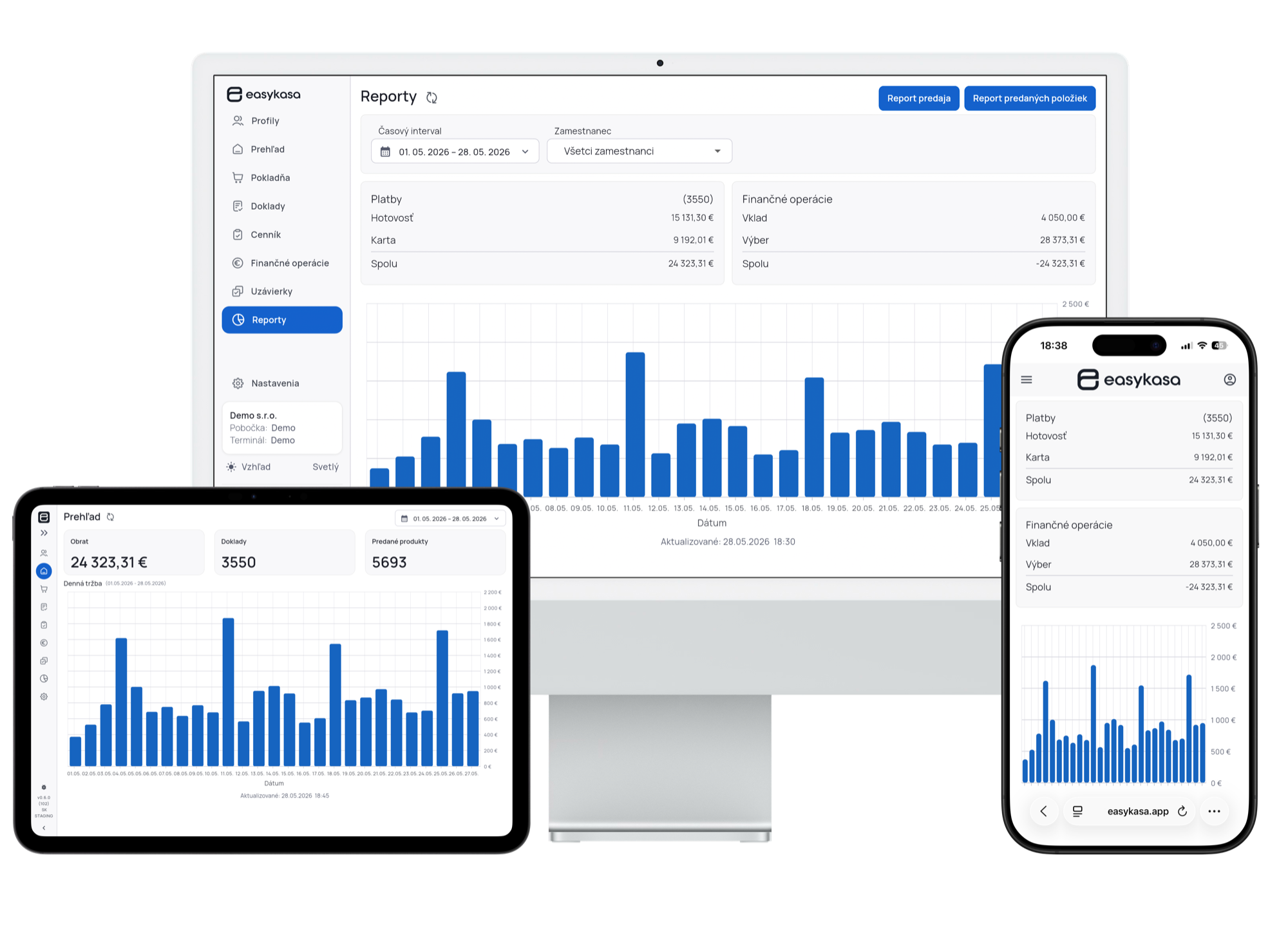 EasyKasa na počítači, tablete a mobile